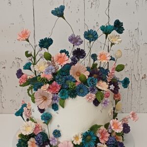 Floral decorated celebration cake